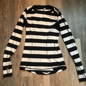 Lululemon Black and White Stripe Long Sleeve